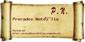 Preradov Natália névjegykártya